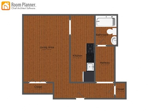 Floor plan for studio, 1 bath, 450 sqft